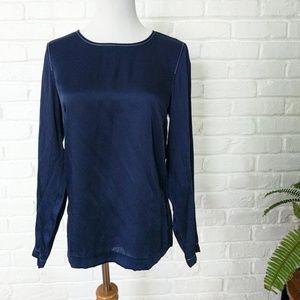 H&M Navy Blue Satin Blouse